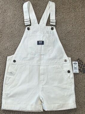 Vans White Denim Short Overalls for Kids
